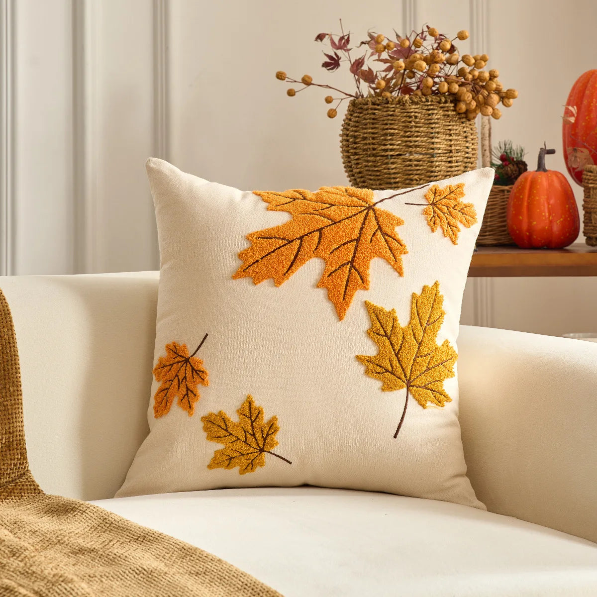 Housse de Coussin Citrouille – Collection Automne 🍂🎃