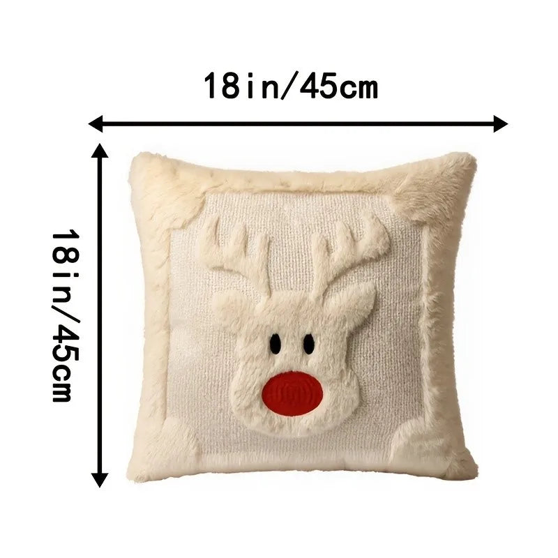 Housse de coussin de Noël renne crème 45 × 45 cm