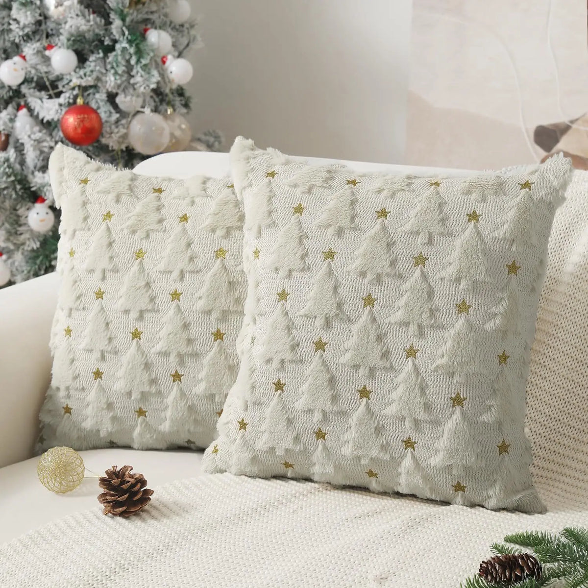 Housse de coussin de Noël en relief 45 × 45 cm