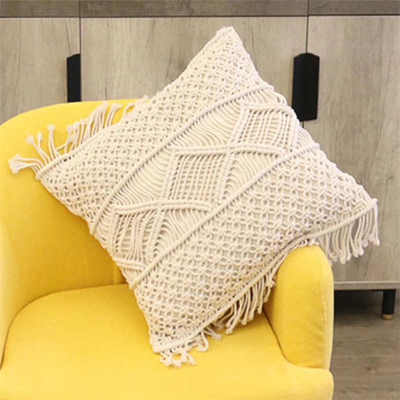 Housse de coussin bohème à franges 🤍