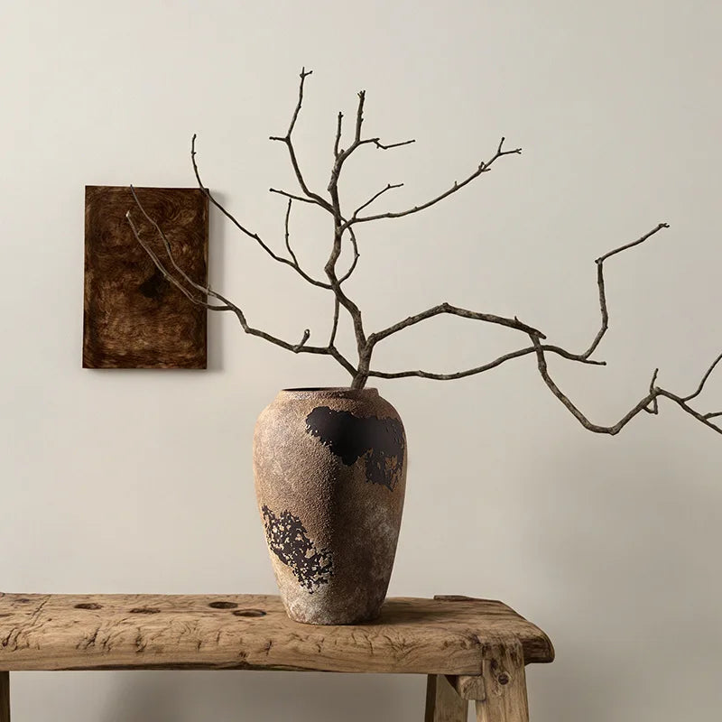 Vase Wabi-Sabi en céramique effet ancien