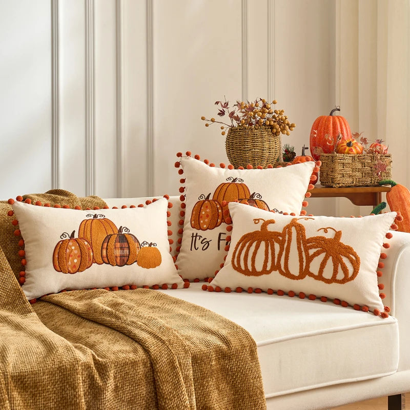 Housse de Coussin Citrouille – Collection Automne 🍂🎃