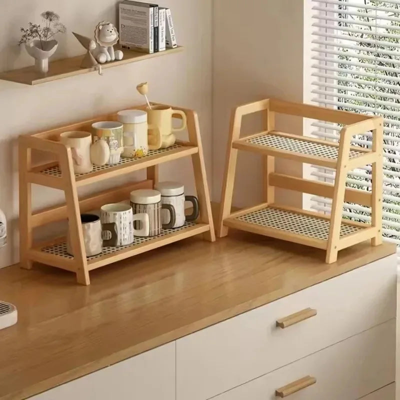 Étagère de Rangement en Bambou à 2 Niveaux – Organisateur de Cuisine Premium