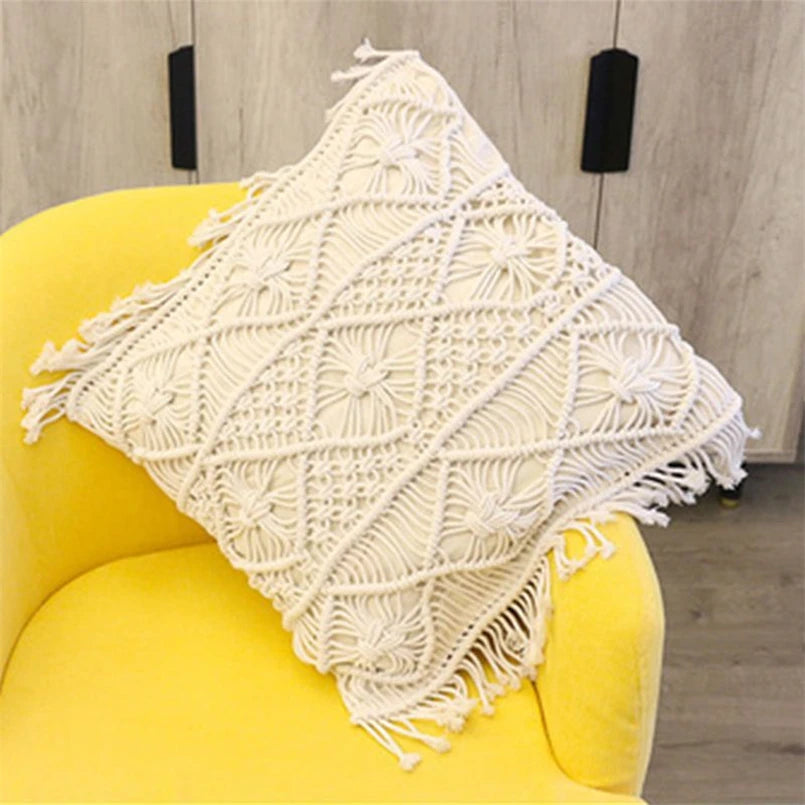 Housse de coussin bohème à franges 🤍
