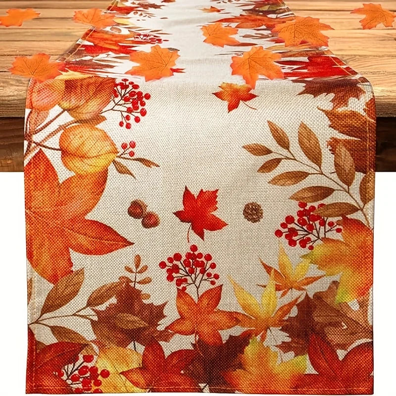 Chemin de Table Automnal à Feuilles d’Érable –  Élégante & Chaleureuse
