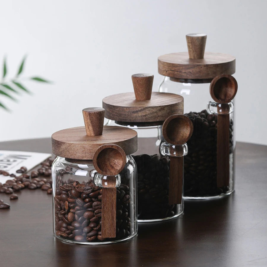 Bocaux de Conservation en Verre avec Couvercle en Bois | Aicha Living