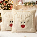 Housse de coussin de Noël renne crème 45 × 45 cm