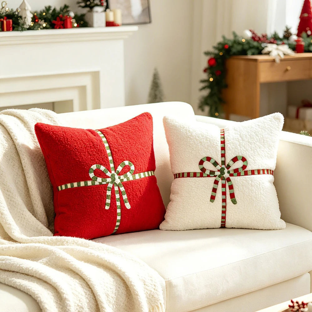 Housse de coussin de Noël en peluche 45 × 45 cm