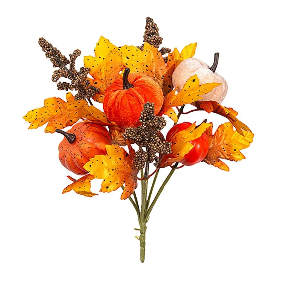 Bouquet d’Automne Artificiel – Citrouilles, Fleurs & Feuilles 🍂🎃