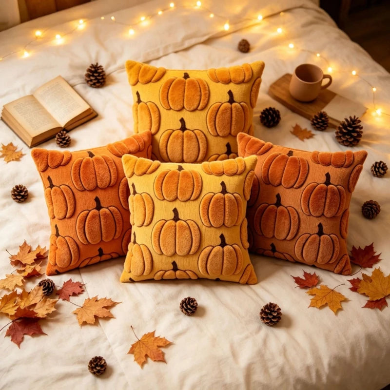 Housse de Coussin Citrouille 3D – Automne 🎃🍂
