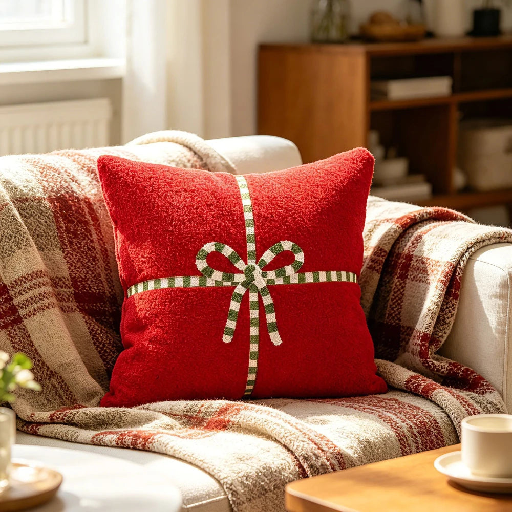 Housse de coussin de Noël en peluche 45 × 45 cm