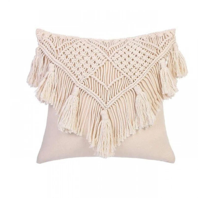 Housse de coussin bohème à franges 🤍