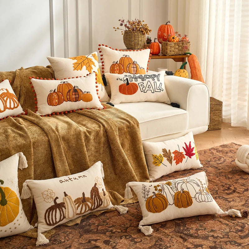 Housse de Coussin Citrouille – Collection Automne 🍂🎃