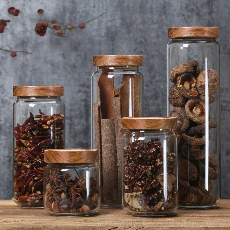 Bocal Hermétique Premium en Verre & Bambou
