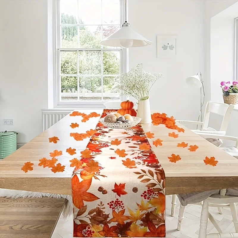 Chemin de Table Automnal à Feuilles d’Érable –  Élégante & Chaleureuse