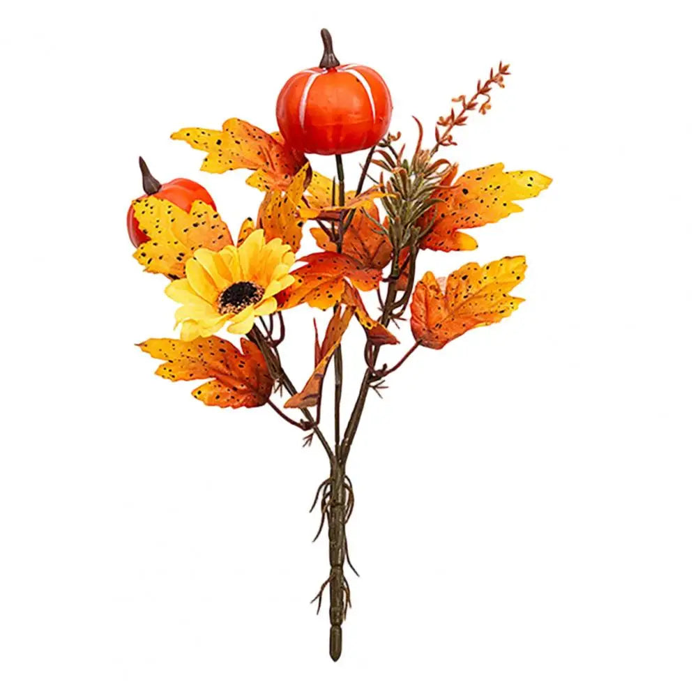 Bouquet d’Automne Artificiel – Citrouilles, Fleurs & Feuilles 🍂🎃