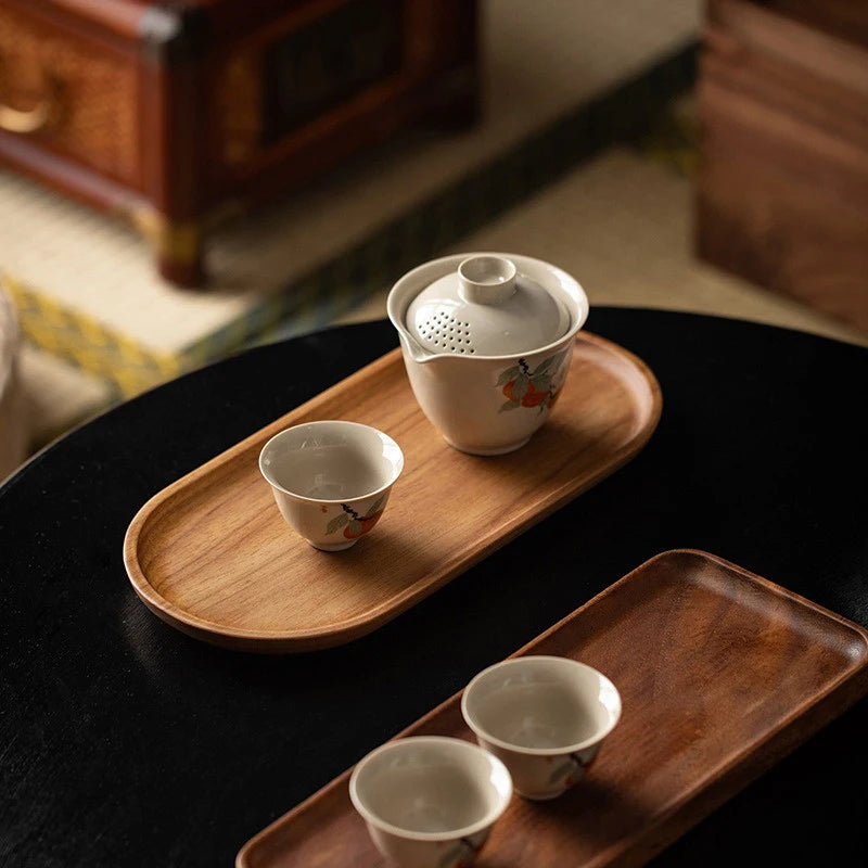 Plateau de Service en Bois Massif – Style Japonais