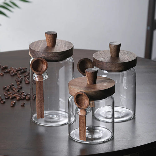 Bocaux de Conservation en Verre avec Couvercle en Bois | Aicha Living